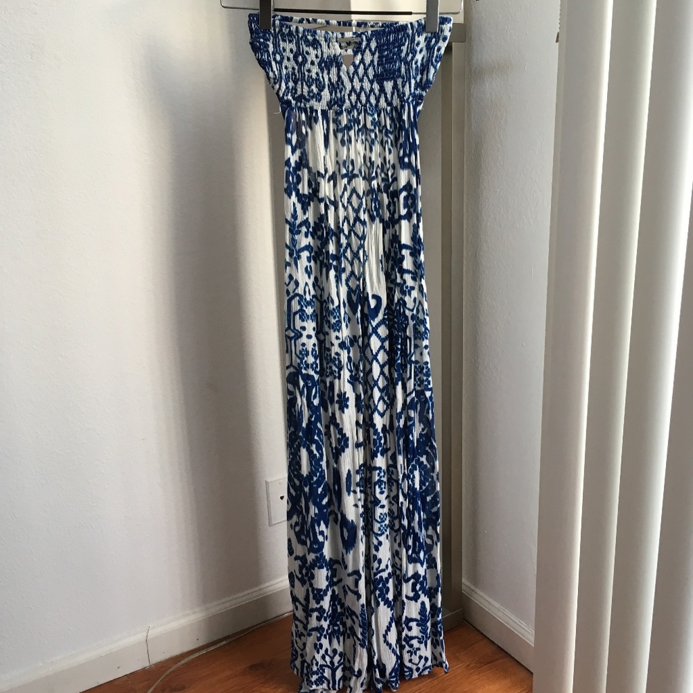 Blue Boho High Tea Maxi Dress - Oriental TeaPot M